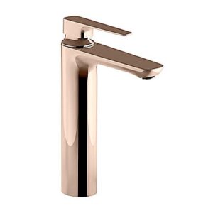 Aleo+™ - Single-control tall basin faucet without drain in brushed rose gold