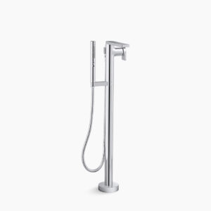 Composed™ - Floor mount bathtub filler with hand shower in polished chrome