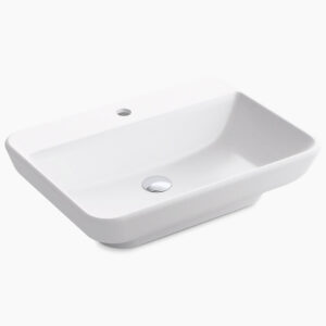 Trace - 600mm vessel basin with single faucet hole in white