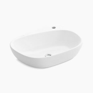 Kankara™ - 568mm vessel basin with single faucet hole in white