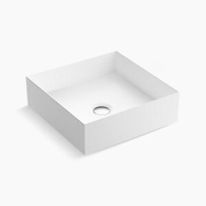 Mica - 393mm square vessel basin without faucet hole in white