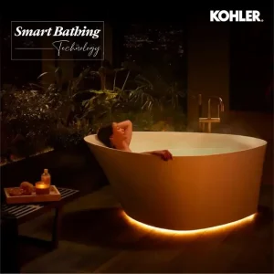 Kohler sanitaryware smart bathtub with hydrotherapy jets and digital control panel-ideal for luxury bathrooms