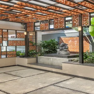 Decorative terracotta jali used for ventilation and aesthetic partition